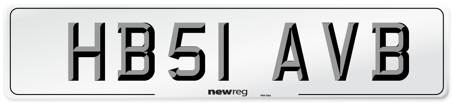 HB51 AVB Number Plate from New Reg